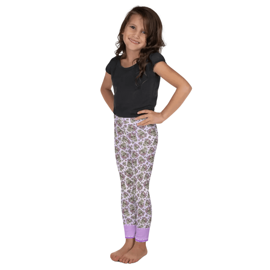 Smoky Lilac Skull & Rose Soft Kids Leggings product image (5)