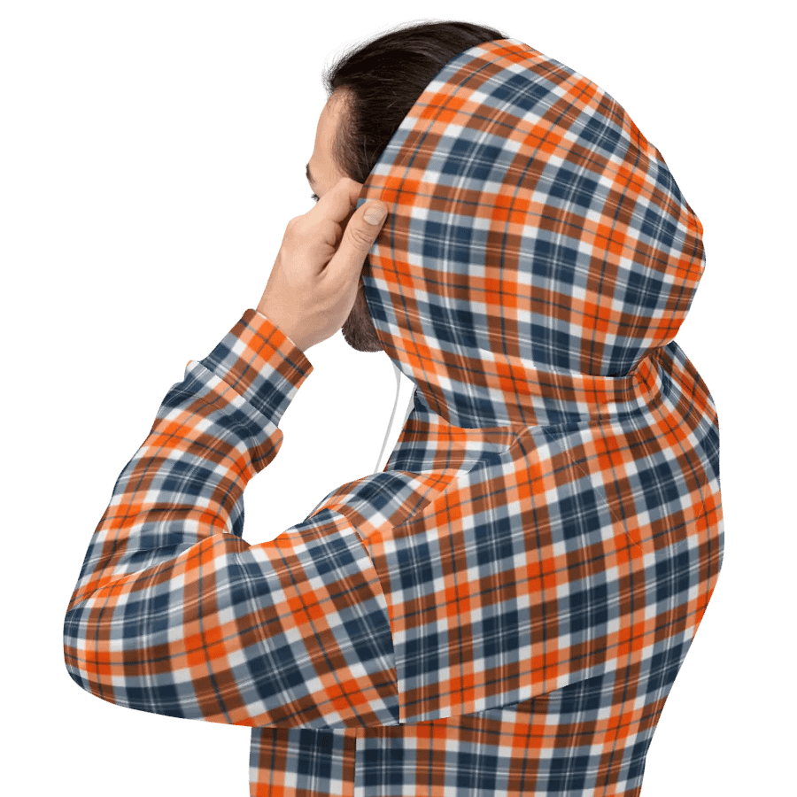 Orange and Blue Sporty Plaid Hoodie product image (8)