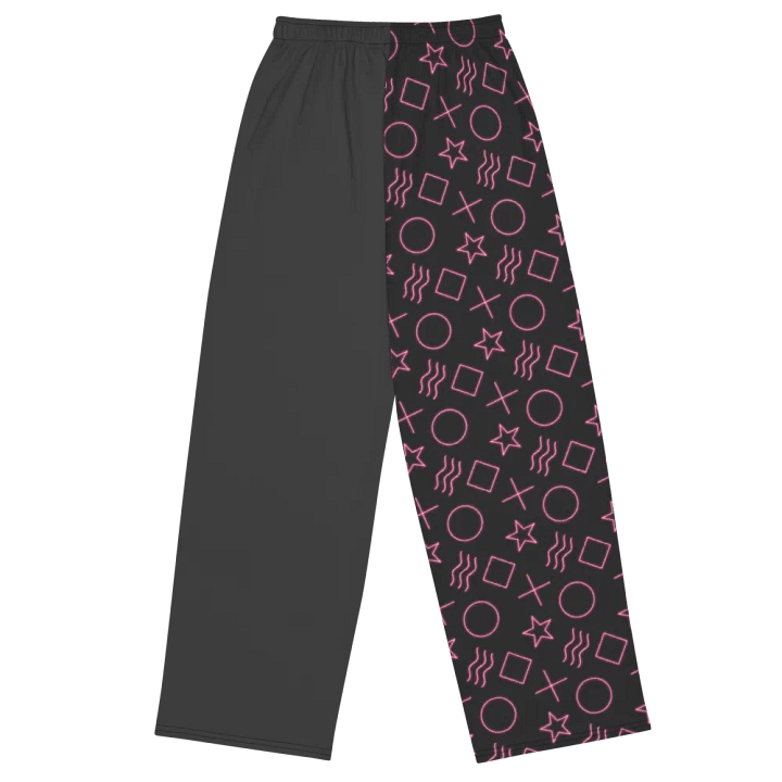 ESP Card Pattern Half Print Half Solid Unisex Wide-Leg Pants—Berry Edition product image (2)