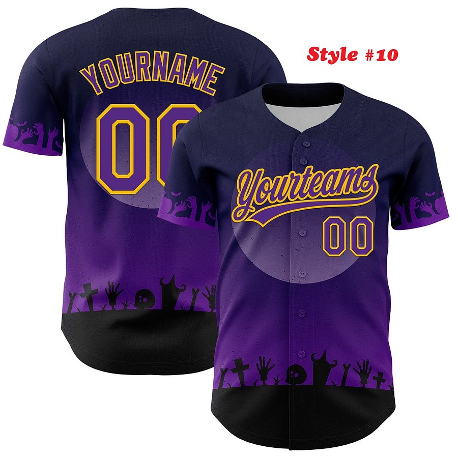 Authentic Baseball Jersey, Custom Baseball Jersey, Personalized Sport Jersey, Colorful, Flowers, Number, Logo, Halloween product image (188)