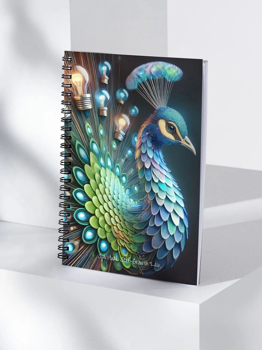 "Bloom of Ideas" – Illuminated Peacock Feather Journal for Spiritual Growth and Inspired Reflection Side product image (5)