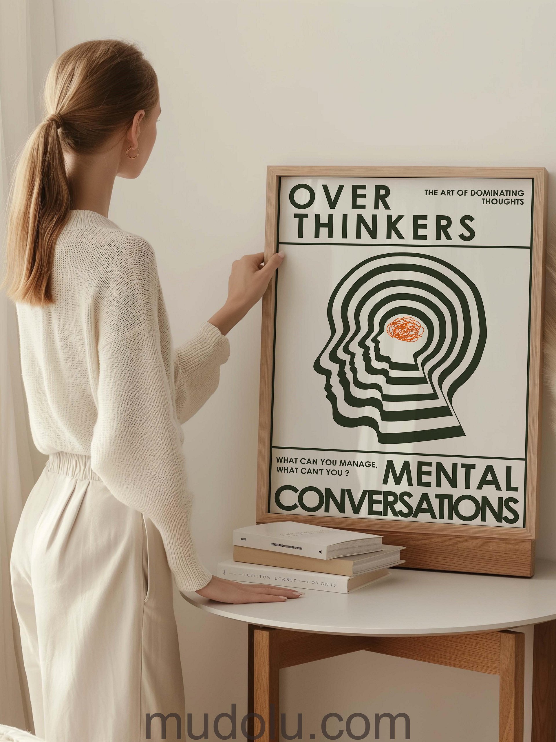 OverThinkers Wall art Poster White Green product image (1)