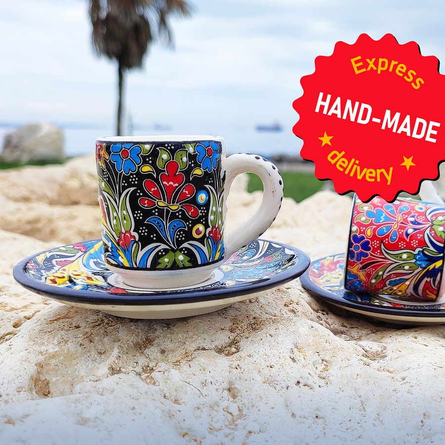 Ceramic coffee set (Iznik) — handmade pottery, Turkish ceramic product image (3)