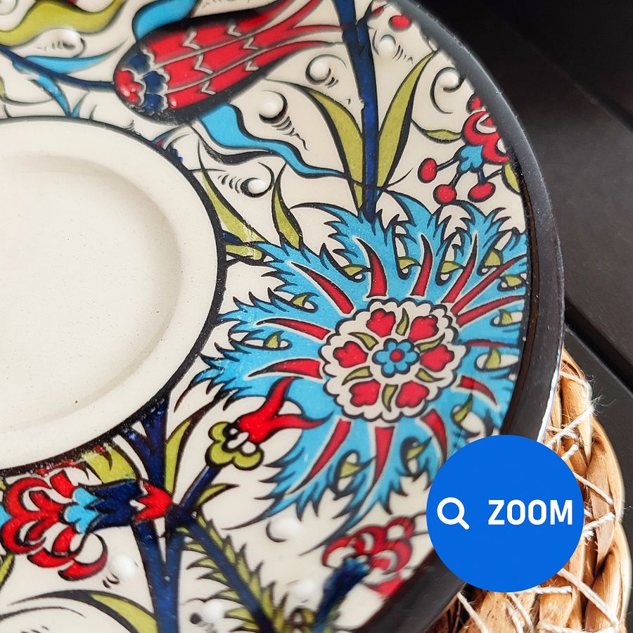 Ceramic coffee set (Iznik, white) — handmade pottery, Turkish ceramic product image (8)