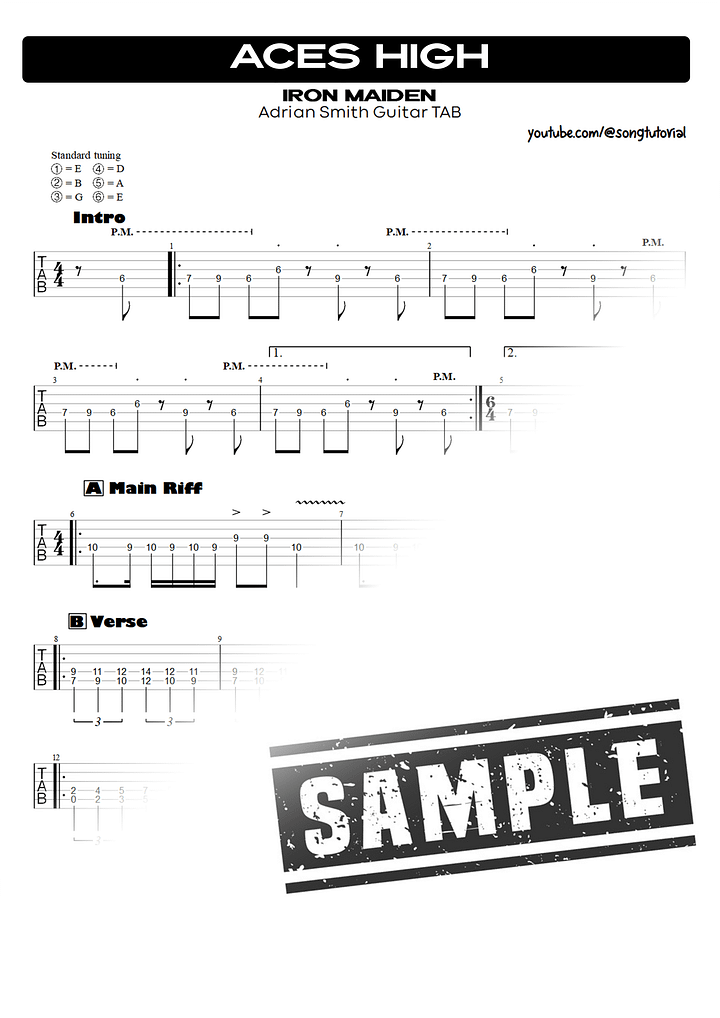 Aces High PDF TAB + Backing Track MP3 product image (2)