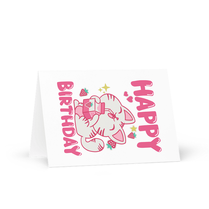 Happy Birthday (Cat Strawberry) Birthday Card 5" x 7" product image (1)