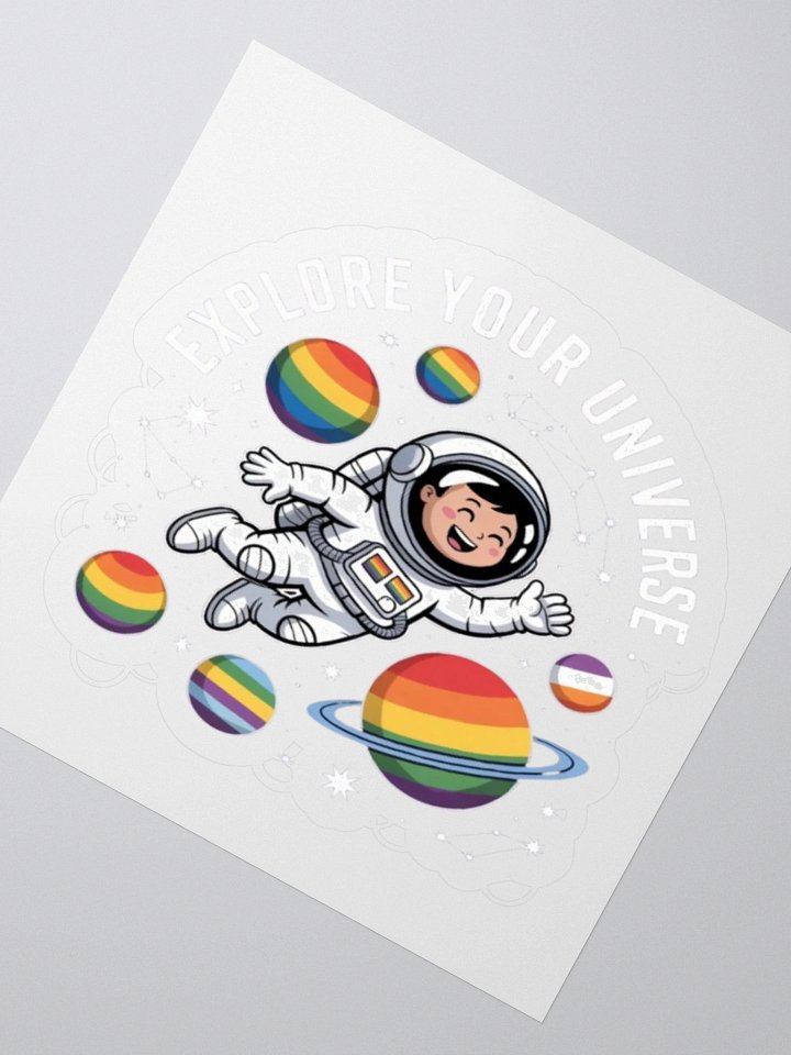 Exclusive 'Explore Your Universe' Astronaut Sticker with Rainbow Planets product image (5)