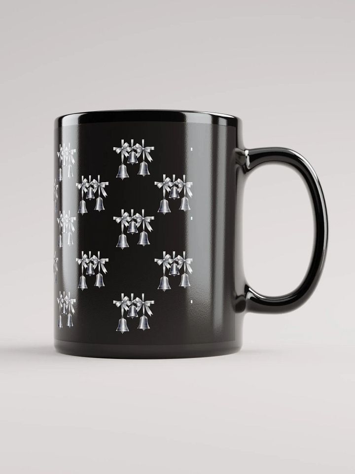 Silver Sleigh Bells Pattern Design Black Mug product image (2)