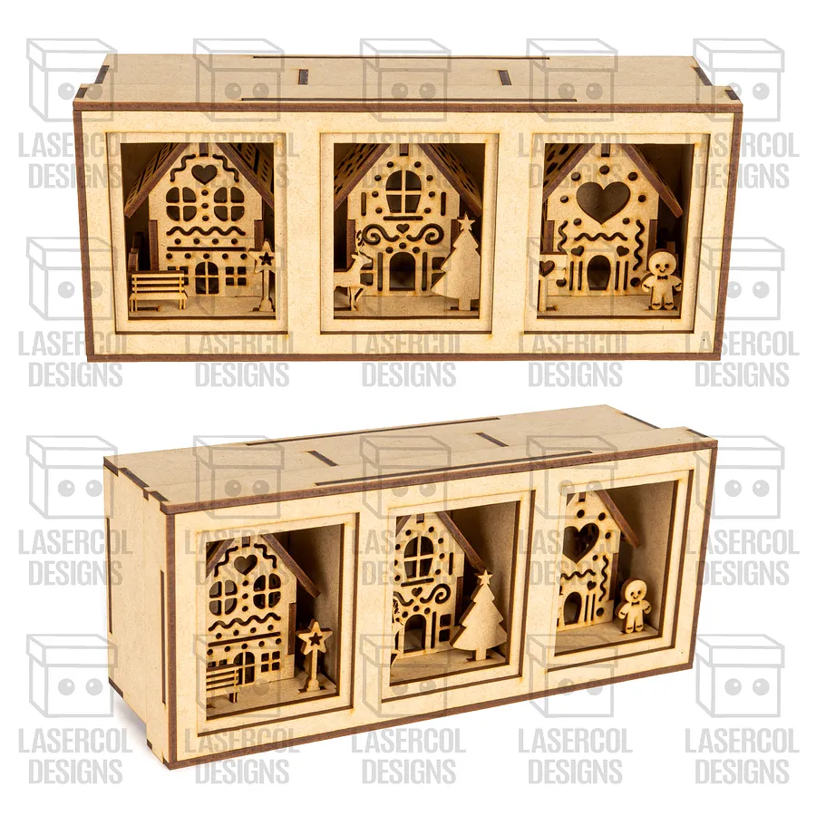 Christmas Houses Ornaments Boxes Set 1 (8 Houses Styles) - Laser Cut Files product image (7)