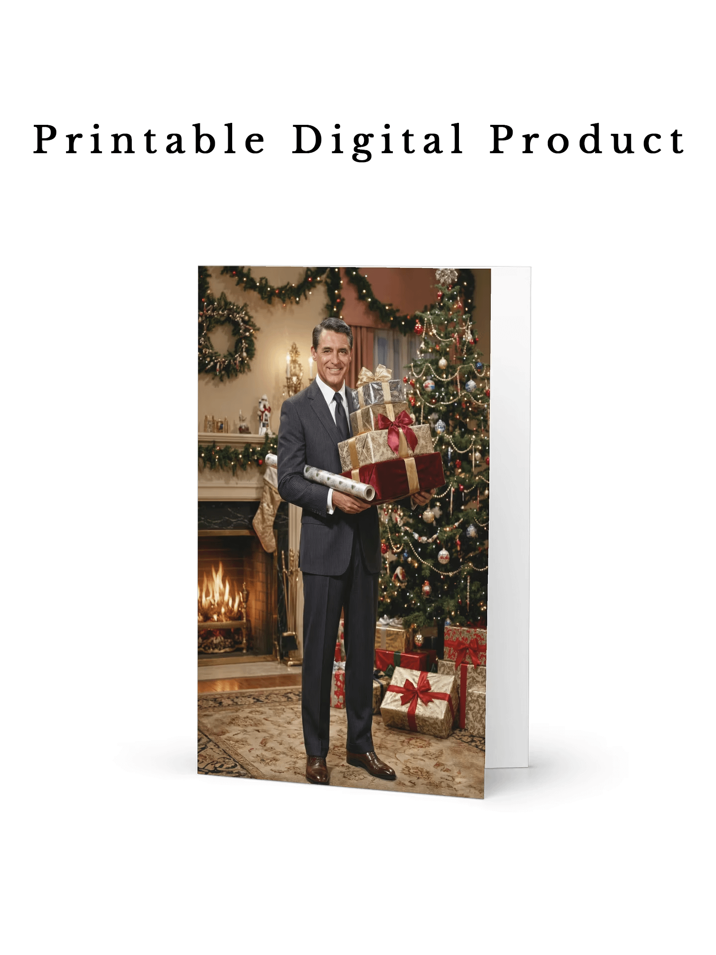 Printable Cary Grant Christmas Gift Postcard 🎁✨ product image (1)