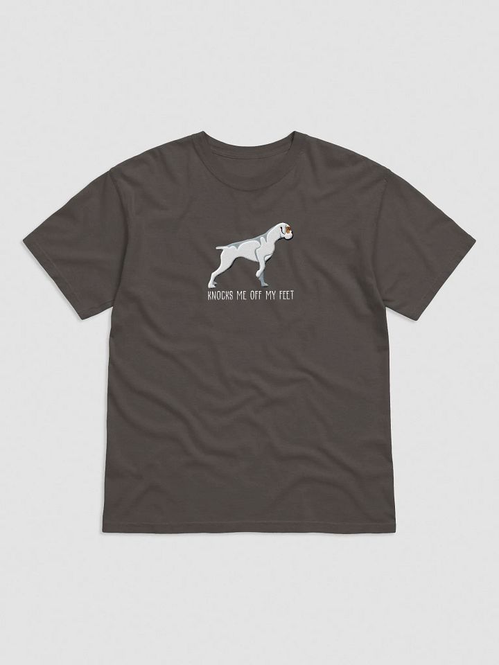 Knocks Me Off My Feet T-Shirt(Embroidered) of a Boxer(White) product image (1)