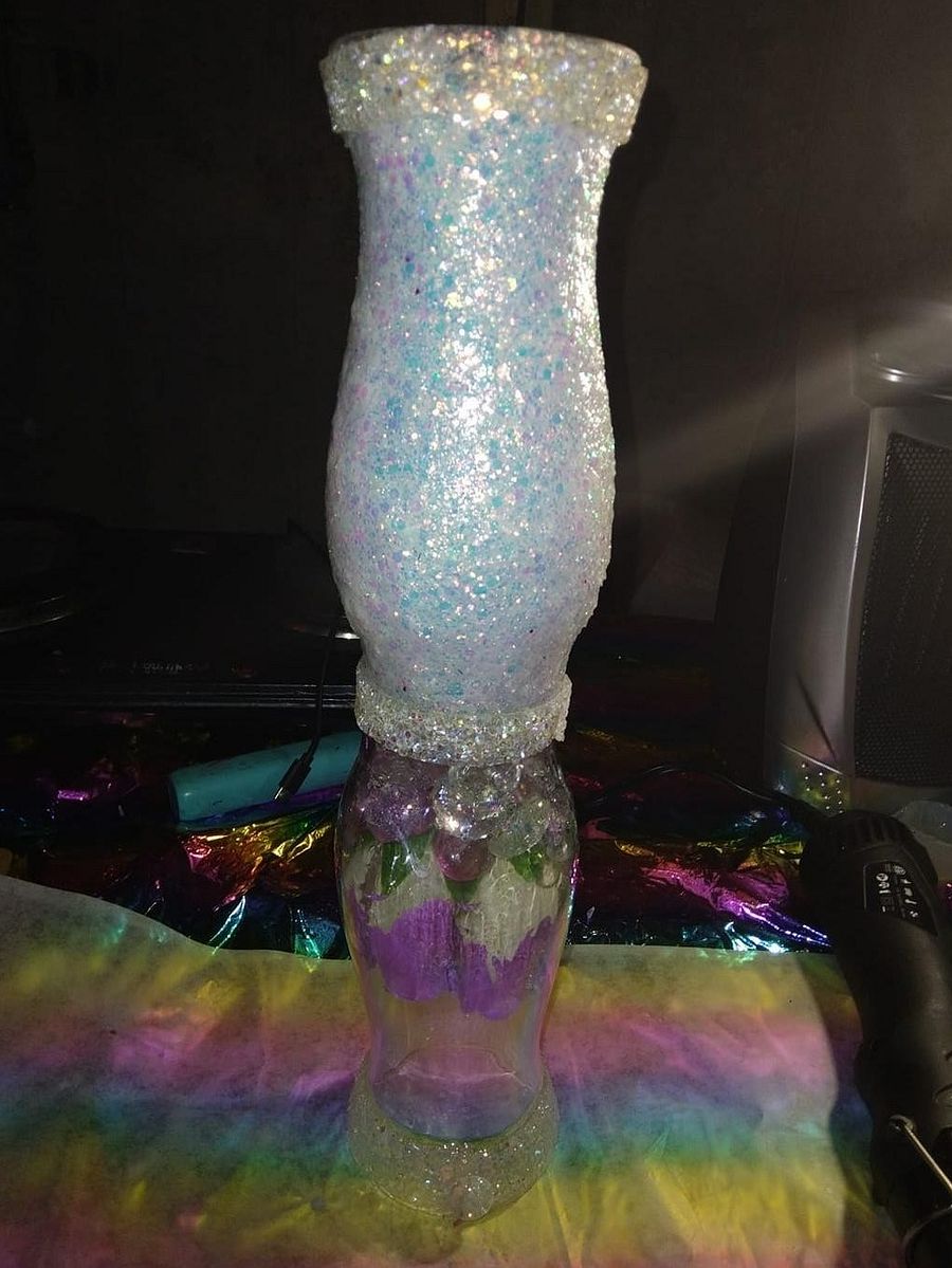 Glittered Hour Glass Vase Candle Holder Centerpiece product image (1)