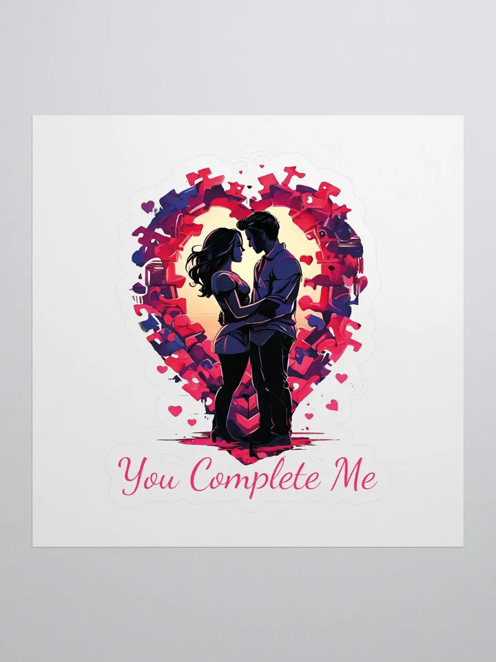 You Complete Me Kiss Cut Stickers - Colorful & Romantic Puzzle Heart Stickers for Couples, Valentine's Day, and Special Occasion product image (1)