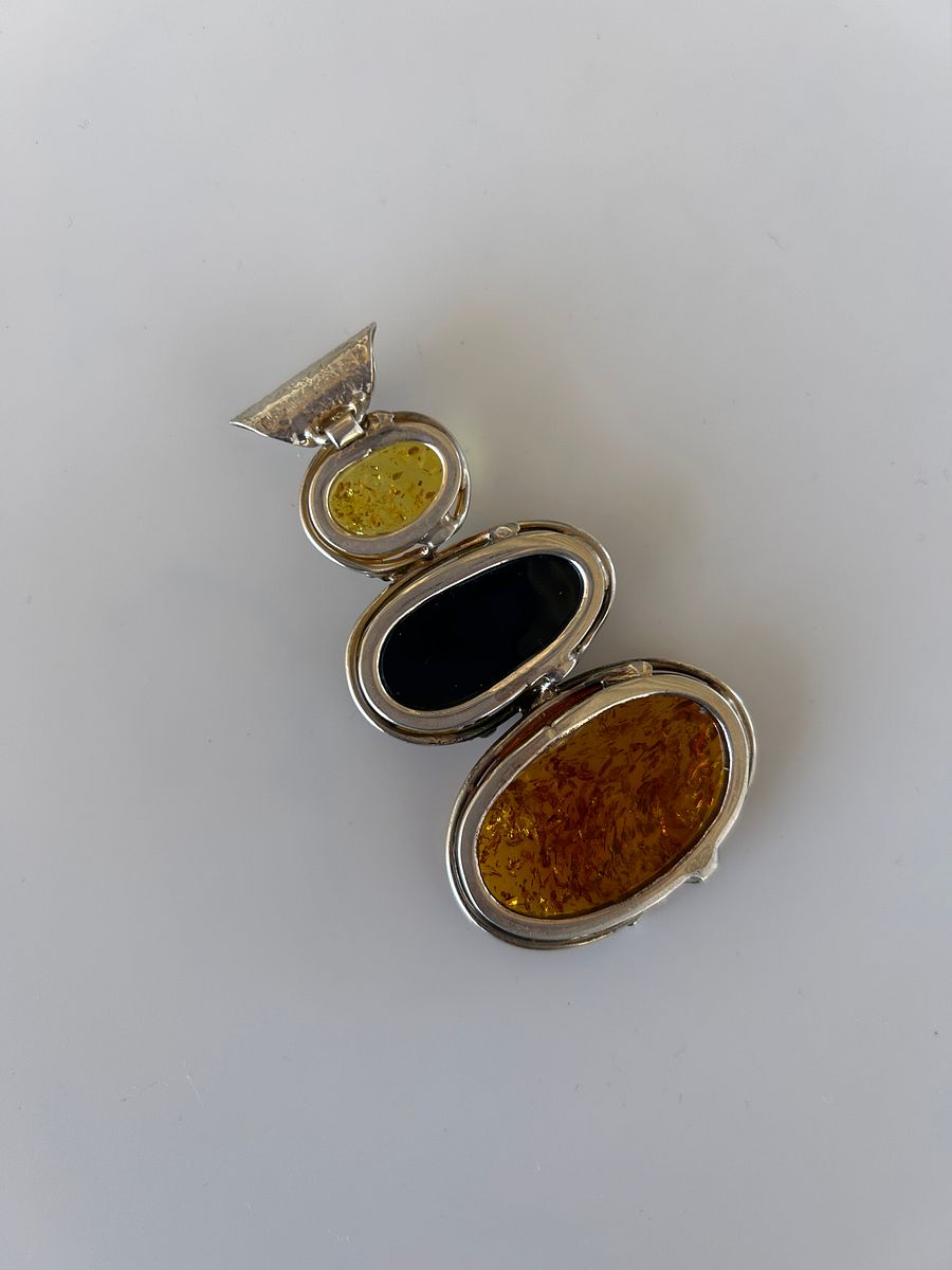 Baltic Green Yellow Amber 925 Sterling Silver Pendant product image (4)