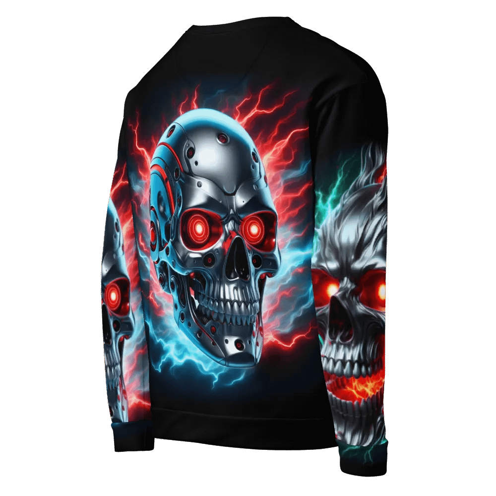 Futuristic RoboSkull All-Over - Unisex Sweatshirt #10 product image (5)