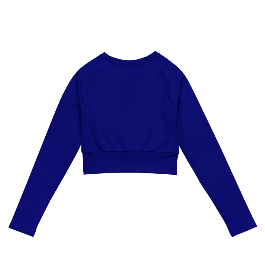 Plain Color Navy Blue Long Sleeve Crop Top product image (6)