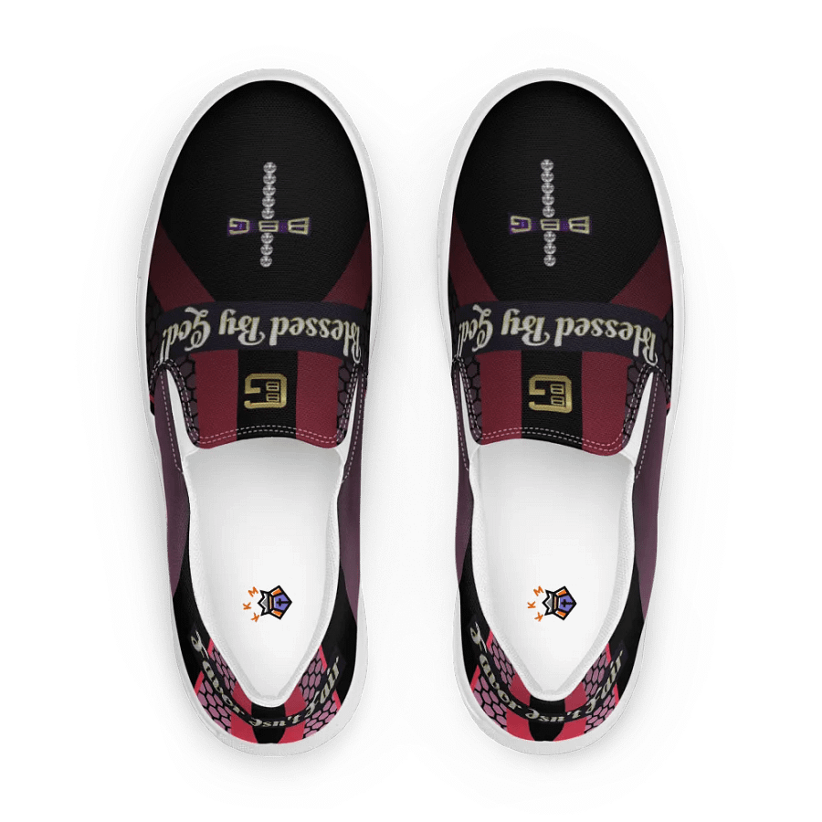 BBG Diamond Cross Black and Purple Men's Slip Ons V2 product image (1)