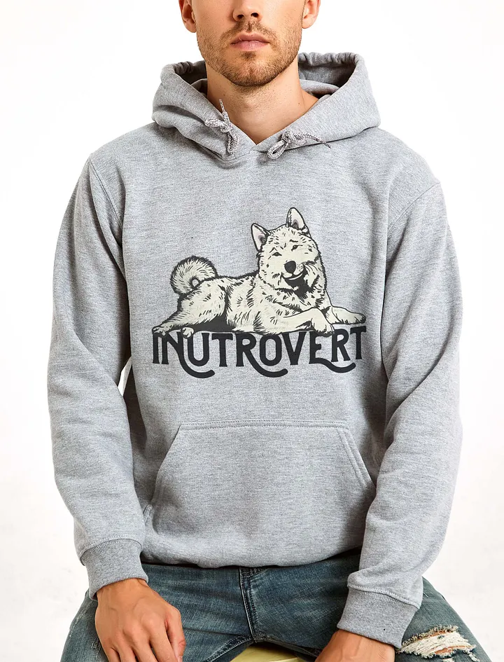 Inutrovert Hooded Sweatshirt of an Akita Inu (White) | Funny Hoodie for Akita Paw-rents product image (23)