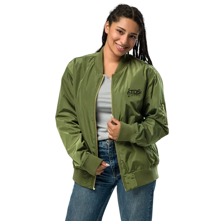 TDS Music Threadfast Premium Recycled Bomber in Army Green and Black (XS-3XL) product image (2)