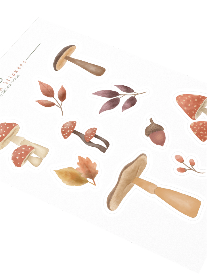 The mushroom haven kiss cut sticker sheet. Cozy cottagecore fall stickers for journals, laptops & gifts product image (2)