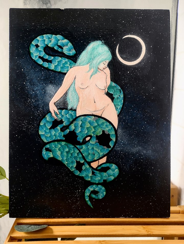 Celestial Snake Goddess Acrylic Painting on Flat product image (1)
