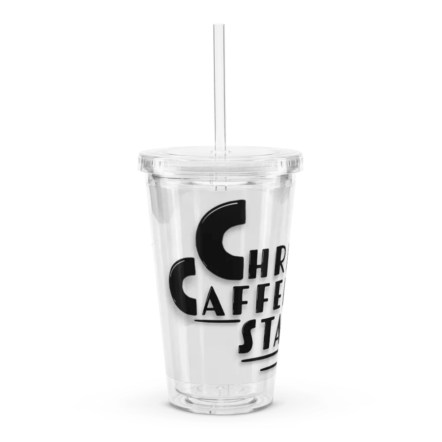 Clear Tumbler Cup with Lid & Straw - Black Text Logo product image (3)
