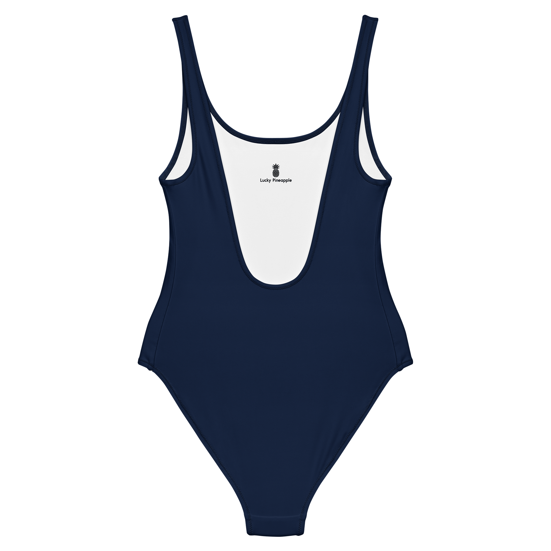 Navy Blue Solid Color Retro Inspired Women's One Piece Swimsuit product image (2)