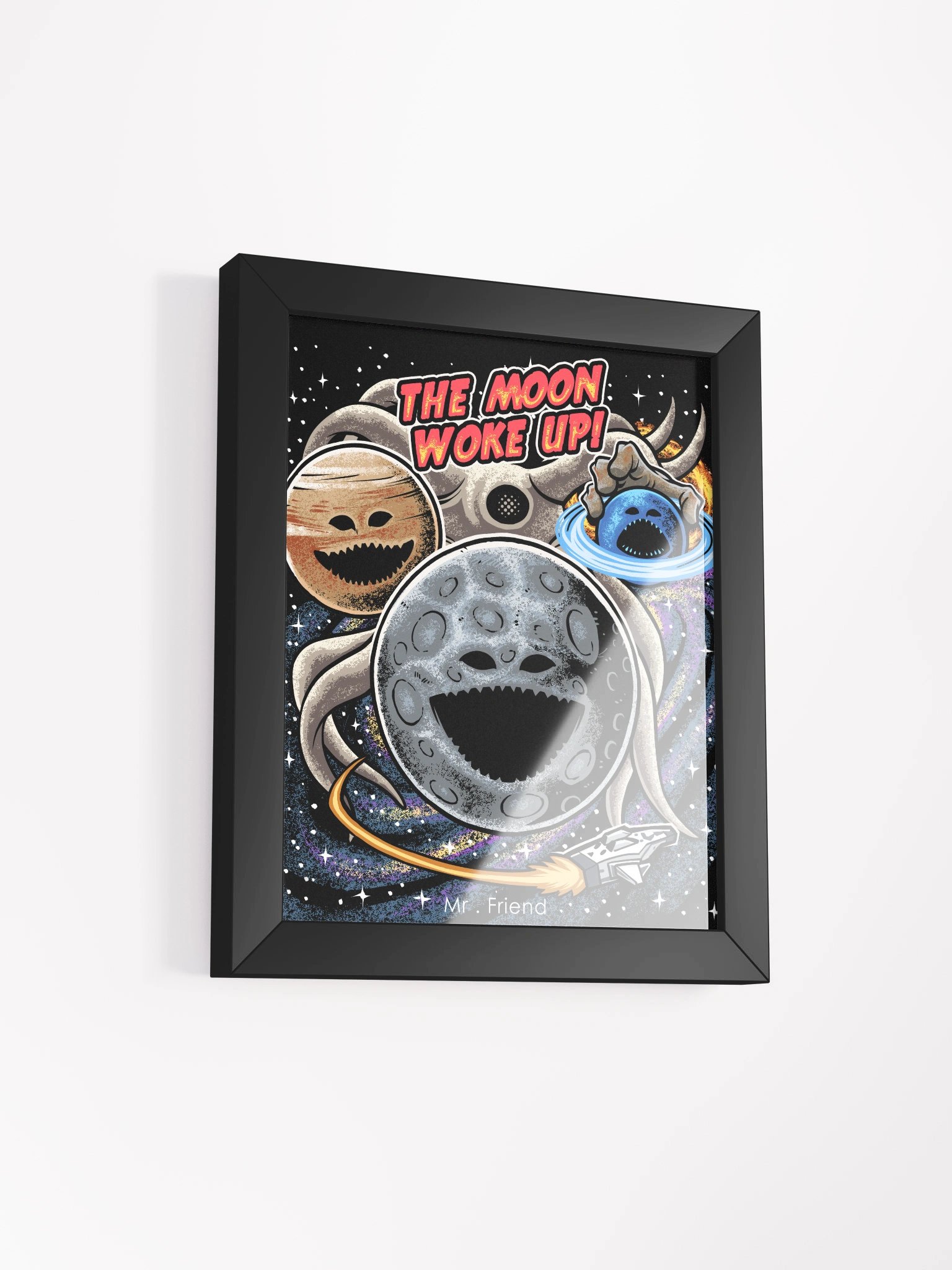 The Moon Woke Up Retro Framed Poster product image (2)