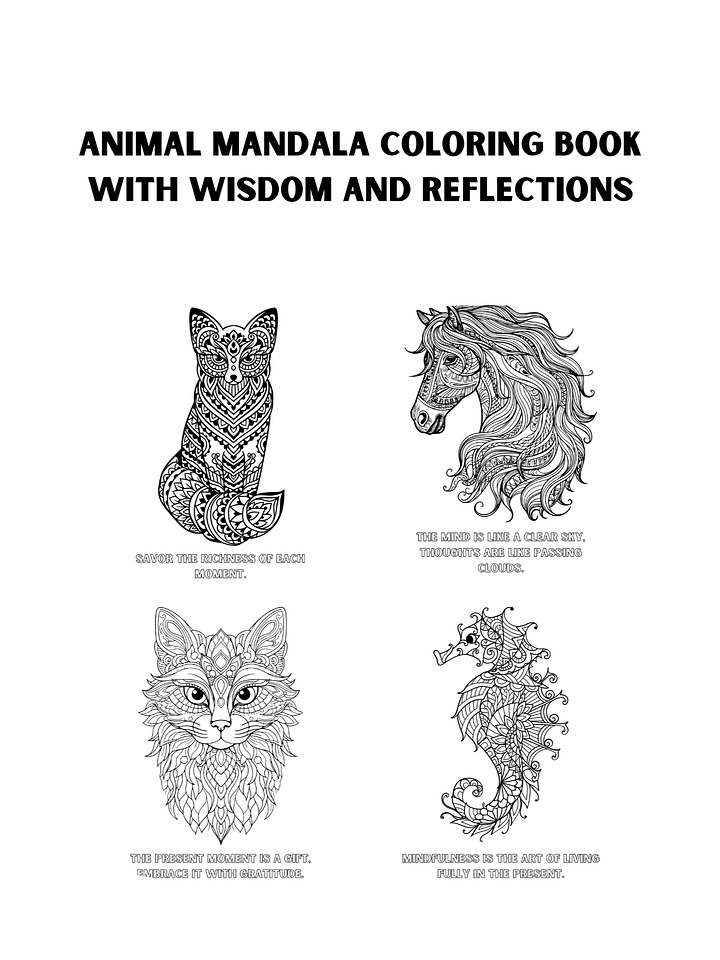 Animal Mandala Coloring Book with Wisdom and Reflections Printable Version product image (1)