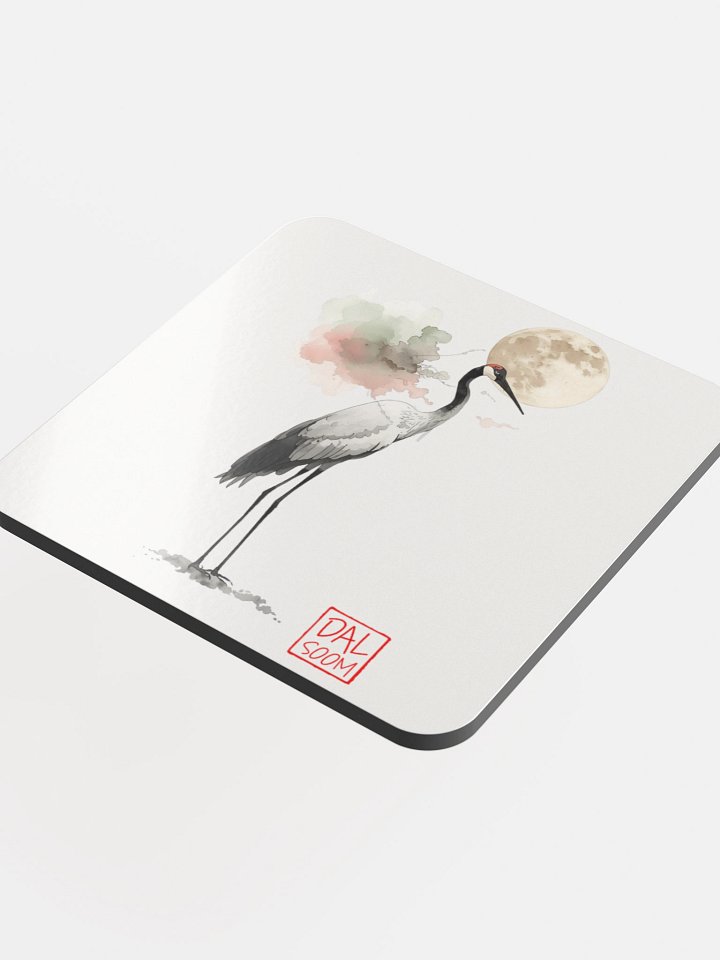 Moonlit Crane Glossed Cork Coaster product image (1)