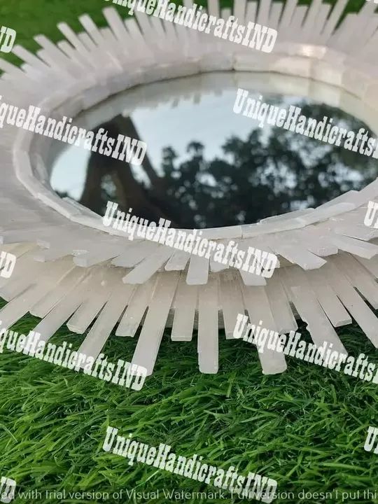 Round Selenite Mirror, Wall Hanging Mirror, Selenite Gemstone Crystal Mirror product image (4)