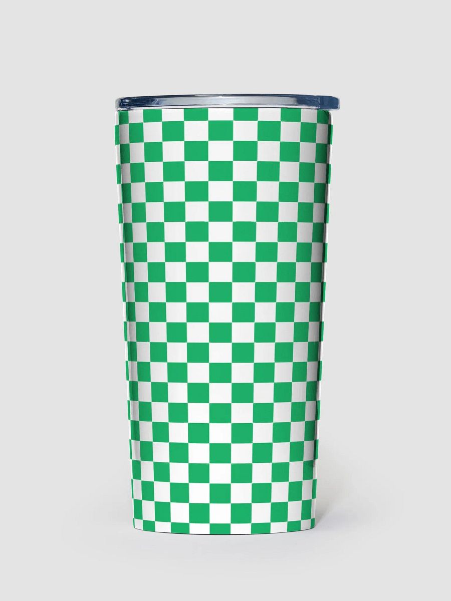 Checkered! Green and White Checkers 20 oz Stainless Steel Tumbler product image (1)