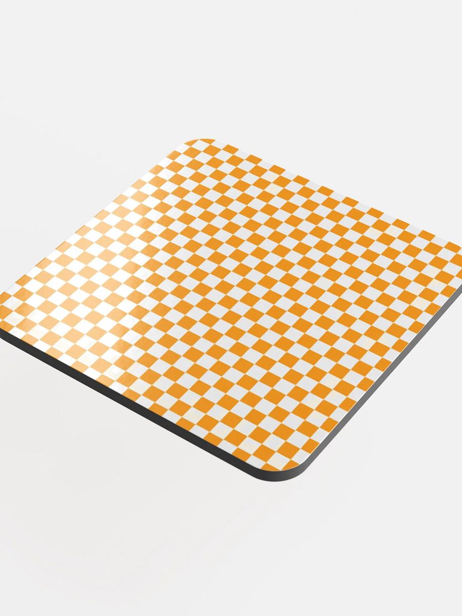 Checkers! Orange and White Checkered Cork Coaster product image (4)