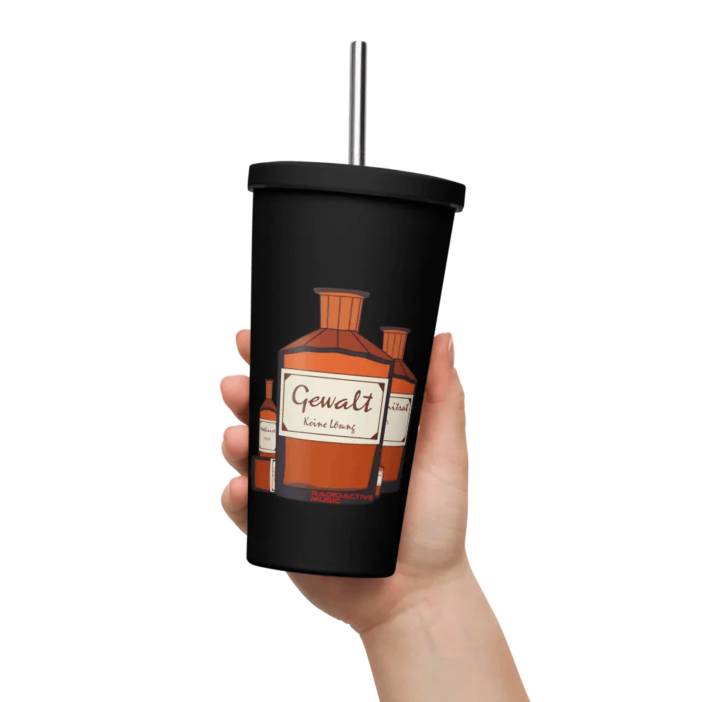 Gewalt ist keine Lösung Becher mit Isolierung und Strohhalm product image (11)