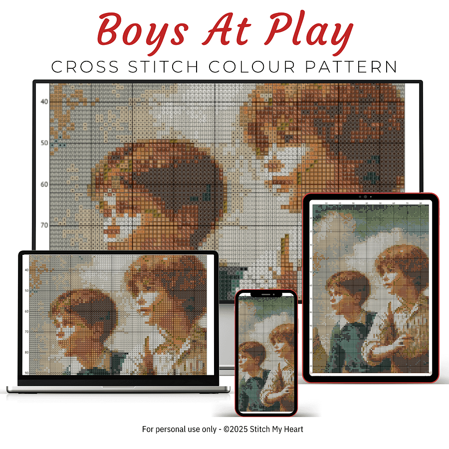 Boys At Play Cross Stitch Pattern product image (3)