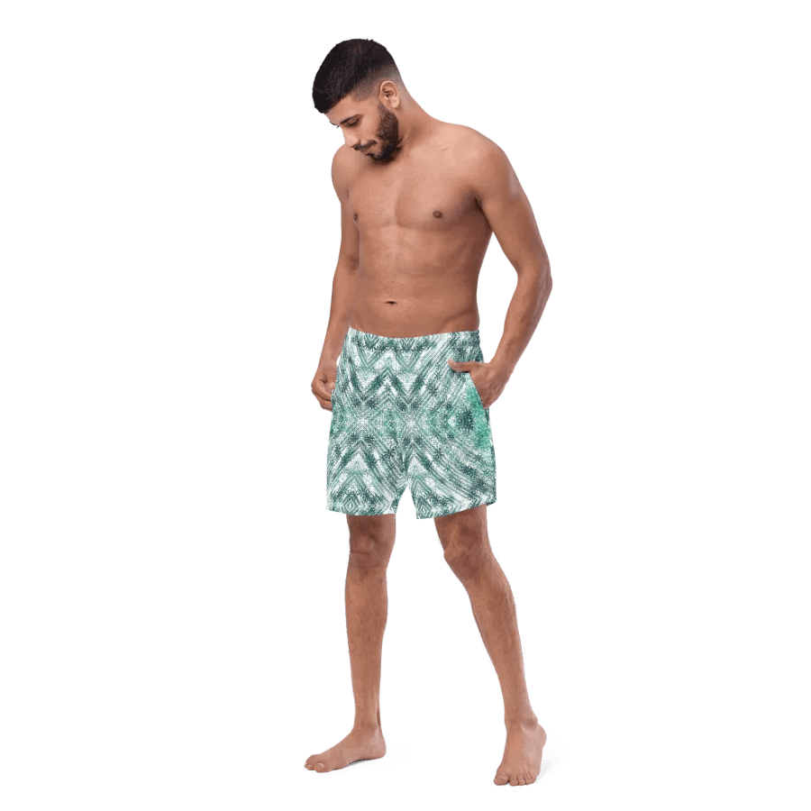 Shades Of Green Geometric Pattern Mens Swim Shorts product image (8)