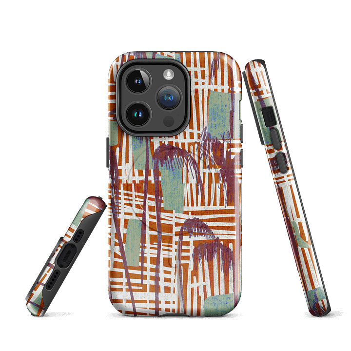 Tropical Palm Grid MagSafe® Tough Case in Sienna product image (3)