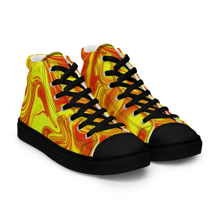 Men's High Top Canvas Shoes - Yellow and Red Digital Fluid Art product image (1)