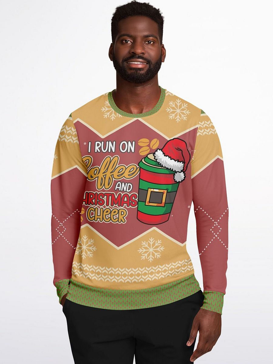 Coffee Lover Christmas Sweatshirt "I Run on Coffee and Christmas Cheer" | Cute Holiday Sweater for Coffee Addicts | Cozy Winter Gift product image (7)