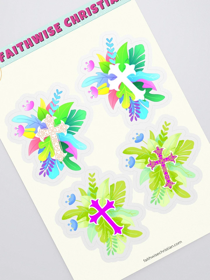 Green Floral Crosses Sticker Sheet product image (1)