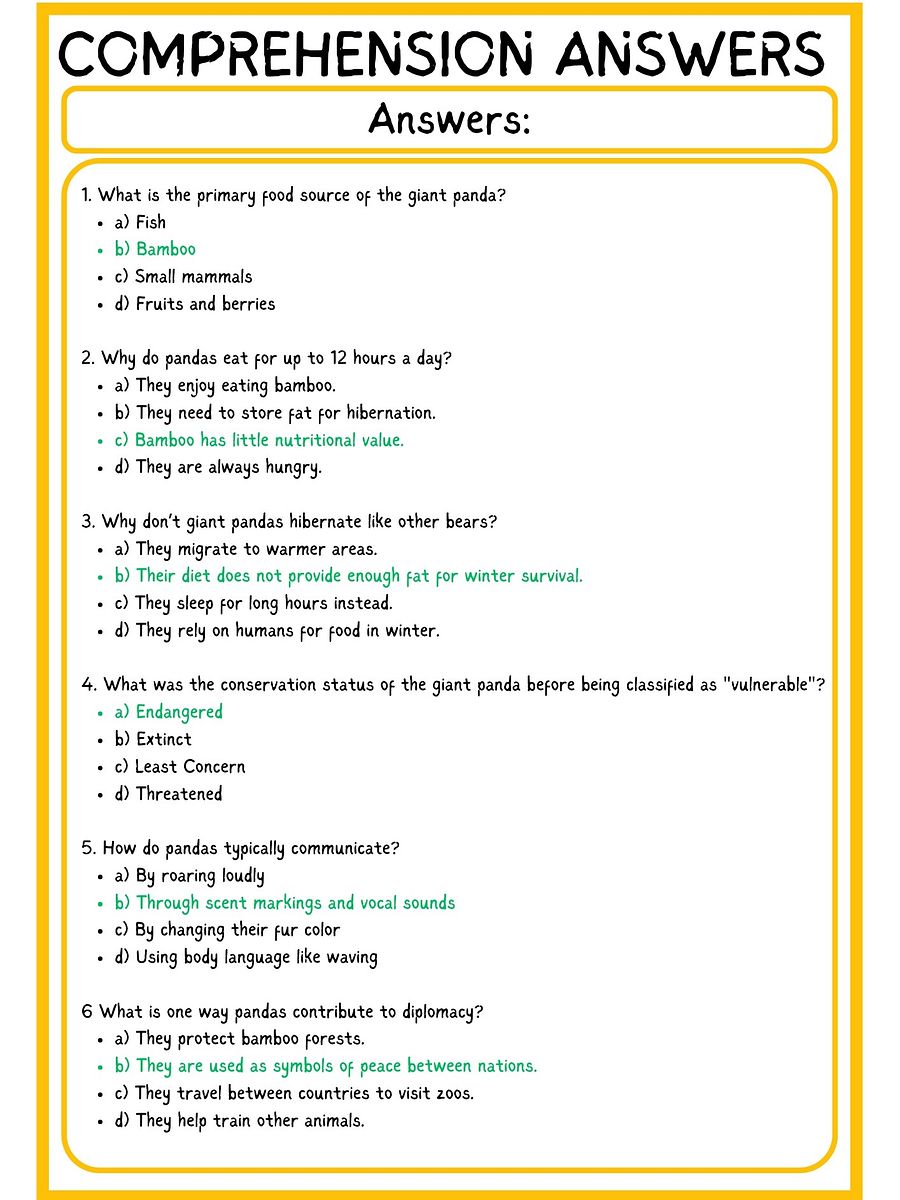 Giant Panda Reading Comprehension PDF product image (4)
