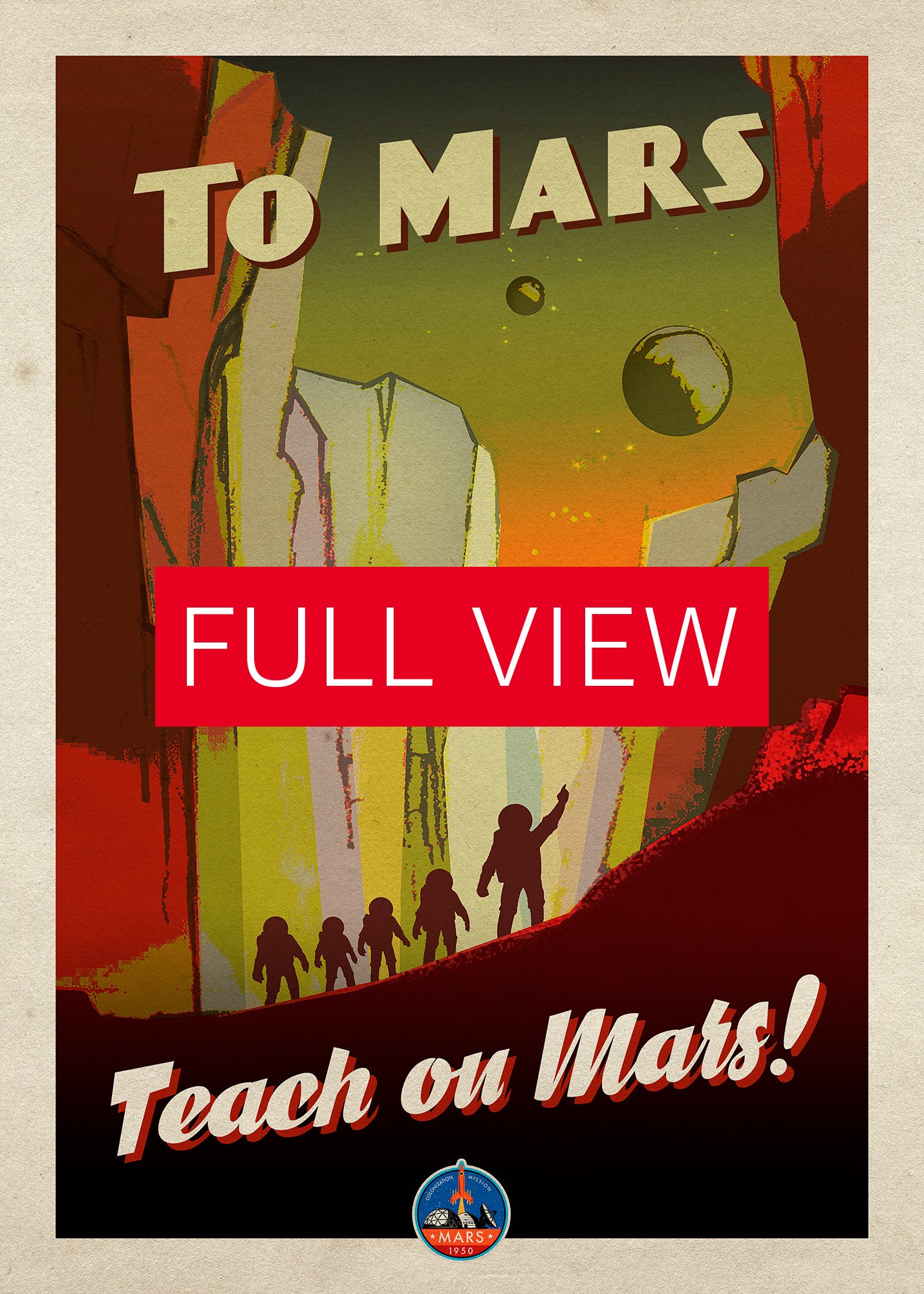 To Mars! — Vintage space poster, retro space art, propaganda poster, retrofuturism art, retro sci-fi print product image (3)