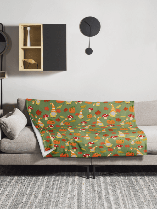 Fall with my Gnomies in Green Throw Blanket product image (2)