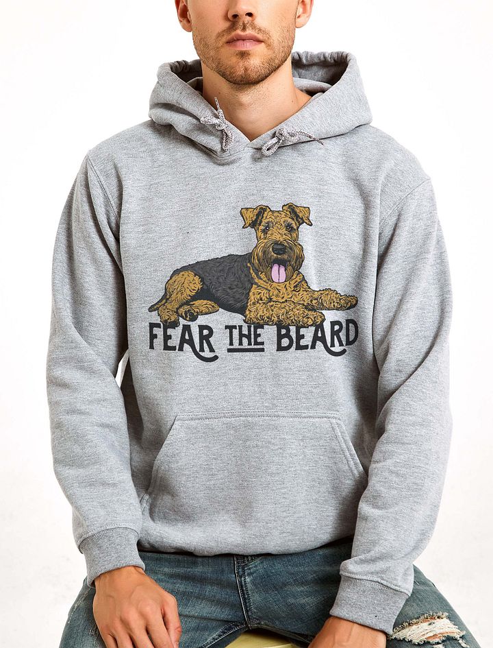 Fear the Beard Hooded Sweatshirt of an Airedale Terrier | Funny Hoodie for Airedale Terrier Paw-rents product image (23)