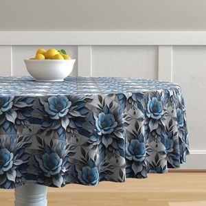 Seamless Pattern - Painted Floral Tile Pattern 3 in Shades of Blue and Gray product image (7)