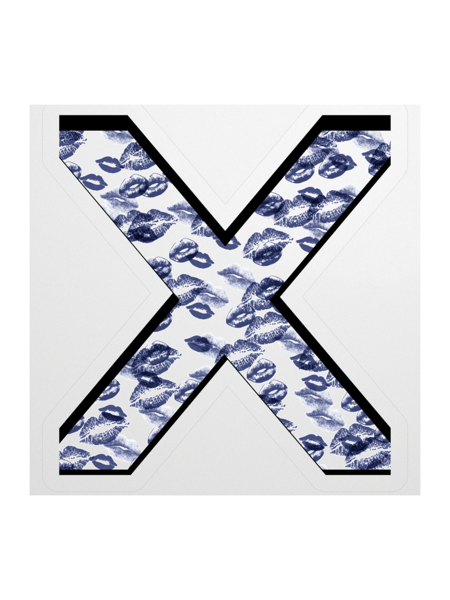 White X Dark Blue Lipstick Kisses | Kiss-cut Sticker product image (1)
