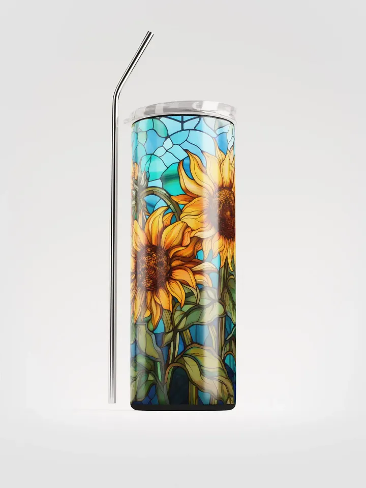 Sunflower Bliss: Stainless Steel Tumbler with Reusable Straw – Sip in Style product image (1)