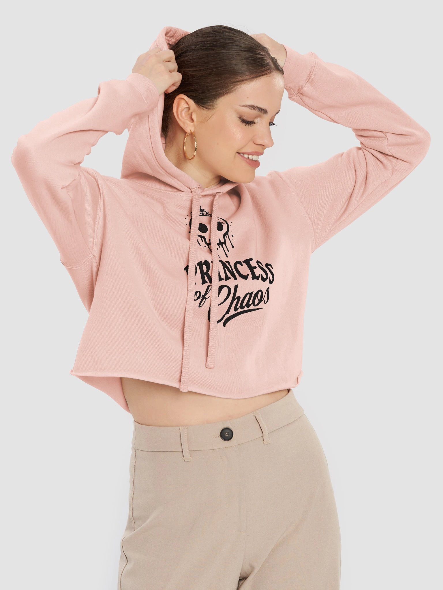 Princess of Chaos Skull Cropped Hoodie - Black Text product image (9)