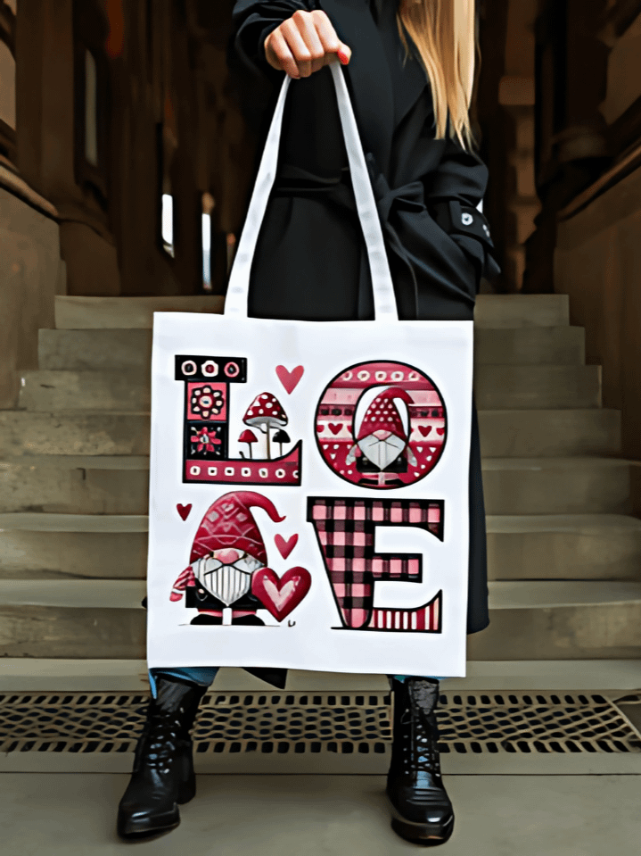 LOVE Gnome Valentine’s Tote Bag Sublimation Graphic – Adorable Valentine’s Day Gnome Artwork – Instant Digital Download – 300 DPI PNG product image (1)