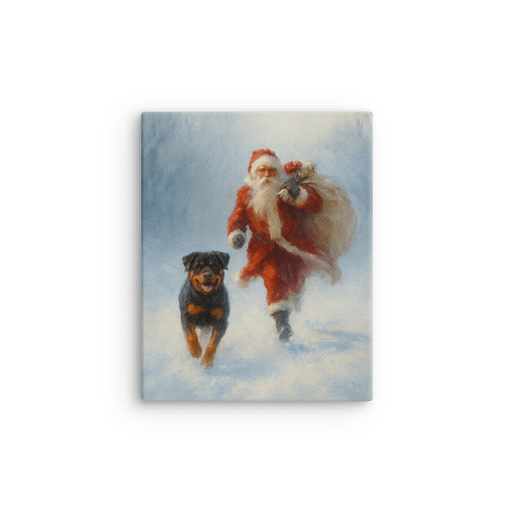 Rottweiler & Santa's Winter Run Sleek Slim Canvas Art product image (3)